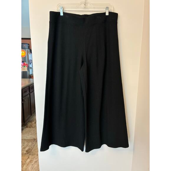 100% Wool Black Wide Leg Pants Eileen Fisher - Picture 1 of 8
